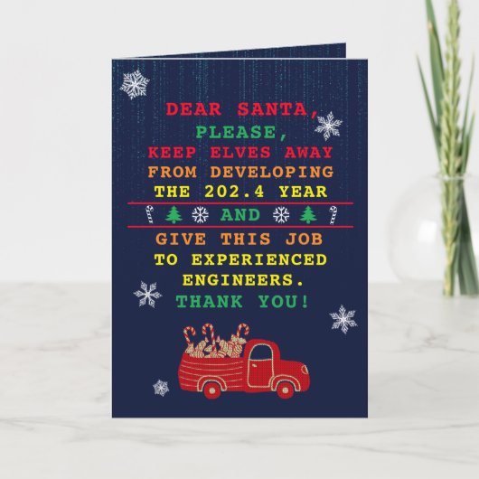 Funny Christmas Software Engineer Feiertagskarte (Vorderseite)