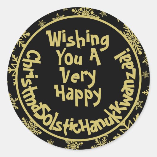 Funny Christmas Solstice Hanukkah Kwanzaa Black Runder Aufkleber (Vorderseite)