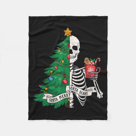 Funny Christmas Sorta Merry Sorta Y Skeleton Xmas Fleecedecke (Vorderseite)