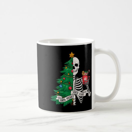 Funny Christmas Sorta Merry Sorta Y Skeleton Xmas Kaffeetasse (Rechts)