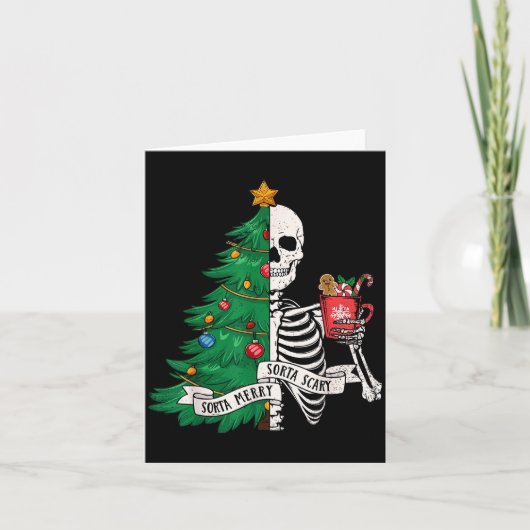Funny Christmas Sorta Merry Sorta Y Skeleton Xmas Karte (Vorderseite)