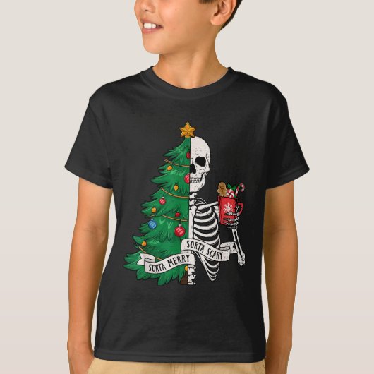 Funny Christmas Sorta Merry Sorta Y Skeleton Xmas  T-Shirt (Vorderseite)