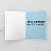 FUNNY CHRISTMAS SPACE CAT & SHARK GREETING CARD DANKESKARTE (Innenseite)