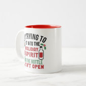 Funny Christmas Sprichwort Holiday Coffee Tee Zweifarbige Tasse (Vorderseite Links)