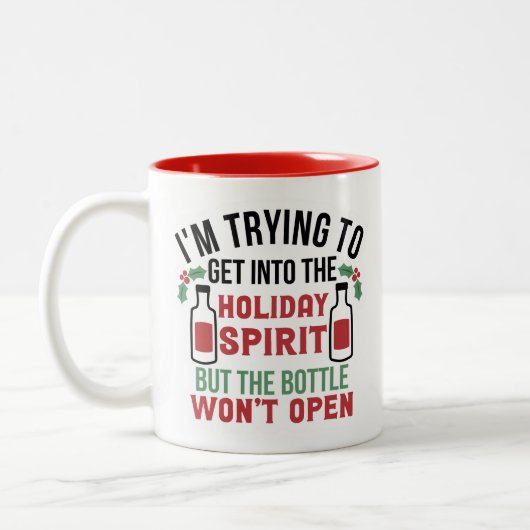 Funny Christmas Sprichwort Holiday Coffee Tee Zweifarbige Tasse (Links)
