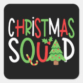 Funny Christmas Squad Familienurlaub Quadratischer Aufkleber (Vorderseite)