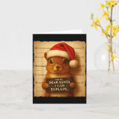 Funny Christmas Squirrel - Cute Squirrel Santa Hat Karte (Gelbe Blume)