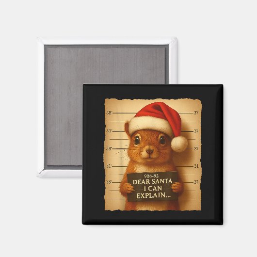 Funny Christmas Squirrel - Cute Squirrel Santa Hat Magnet (Vorderseite/Rückseite)