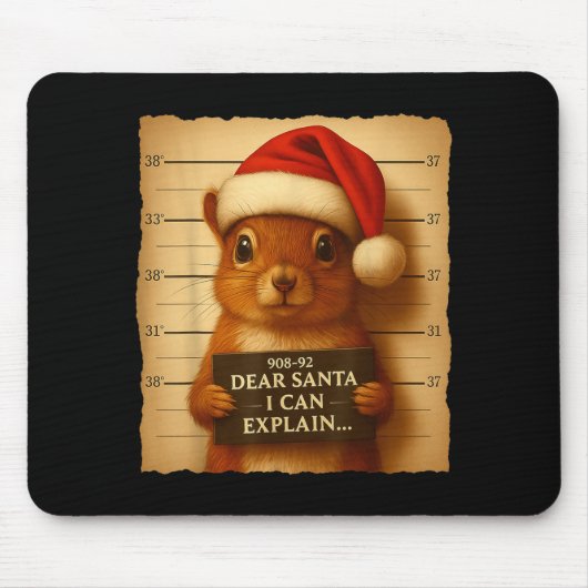 Funny Christmas Squirrel - Cute Squirrel Santa Hat Mousepad (Vorne)