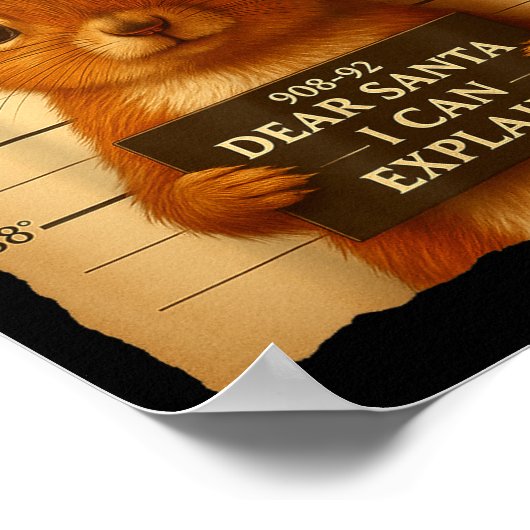 Funny Christmas Squirrel - Cute Squirrel Santa Hat Poster (Ecke)