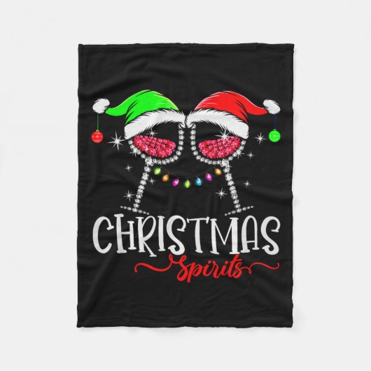 Funny Christmas Srits Gles Of Wine Party Xmas Paja Fleecedecke (Vorderseite)