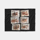 Funny Christmas Stamp Highland Cow Lover Merry Xma Fleecedecke (Vorderseite (Horizontal))