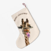 Funny Christmas Strumpf Happy Giraffe - Lächeln Kleiner Weihnachtsstrumpf (Rückseite (Hängend))