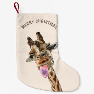 Funny Christmas Strumpf Happy Giraffe - Lächeln Kleiner Weihnachtsstrumpf