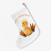 Funny Christmas Strumpf mit Happy Yellow Duck Kleiner Weihnachtsstrumpf (Rückseite (Hängend))