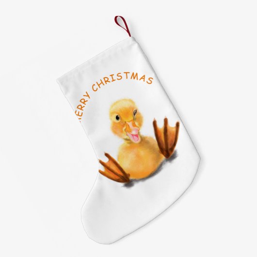 Funny Christmas Strumpf mit Happy Yellow Duck Kleiner Weihnachtsstrumpf (Rückseite (Hängend))