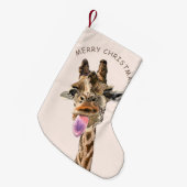 Funny Christmas Strumpf Playful Giraffe - Lächeln Kleiner Weihnachtsstrumpf (Vorderansicht (hängend))