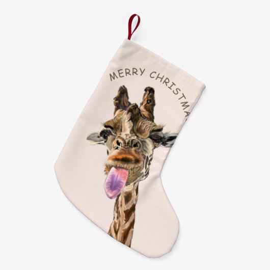Funny Christmas Strumpf Playful Giraffe - Lächeln Kleiner Weihnachtsstrumpf (Vorderansicht (hängend))