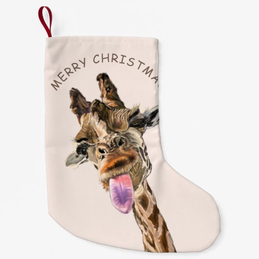 Funny Christmas Strumpf Playful Giraffe - Lächeln Kleiner Weihnachtsstrumpf (Vorderseite)