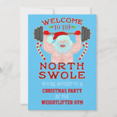 Funny Christmas Swole Santa Weightlifter Gym Party Einladung (Vorderseite)