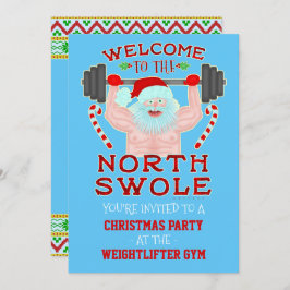 Funny Christmas Swole Santa Weightlifter Gym Party Einladung