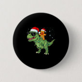 Funny Christmas T Rex Dinosaur Gingerbread Lights  Button (Vorderseite)