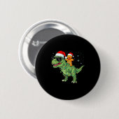Funny Christmas T Rex Dinosaur Gingerbread Lights Button (Vorne & Hinten)
