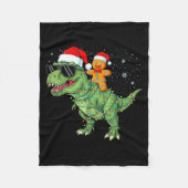 Funny Christmas T Rex Dinosaur Gingerbread Lights Fleecedecke (Vorderseite)