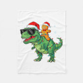 Funny Christmas T Rex Dinosaur Gingerbread Lights  Fleecedecke (Vorderseite)