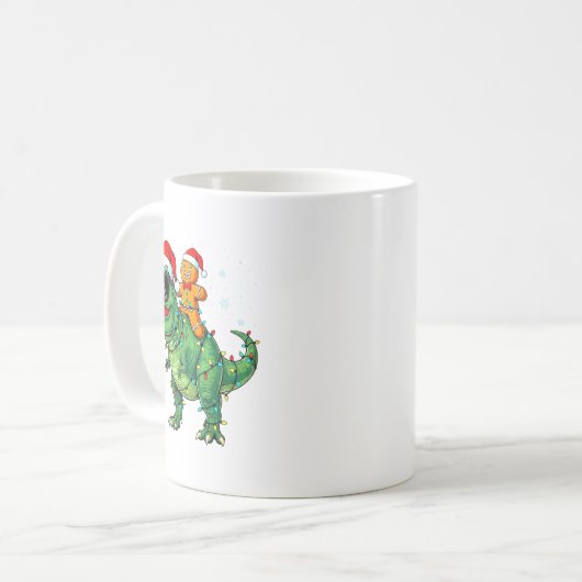 Funny Christmas T Rex Dinosaur Gingerbread Lights  Kaffeetasse (Vorderseite Links)