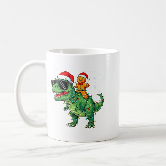 Funny Christmas T Rex Dinosaur Gingerbread Lights  Kaffeetasse (Links)