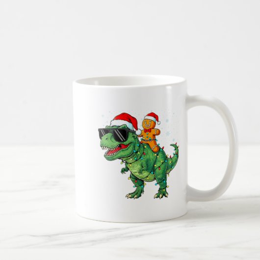 Funny Christmas T Rex Dinosaur Gingerbread Lights  Kaffeetasse (Rechts)