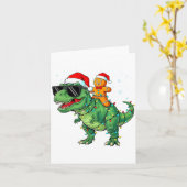 Funny Christmas T Rex Dinosaur Gingerbread Lights  Karte (Gelbe Blume)