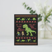 Funny Christmas T Rex Dinosaur Pun Spaß Imitate St Postkarte (Stehend Vorderseite)