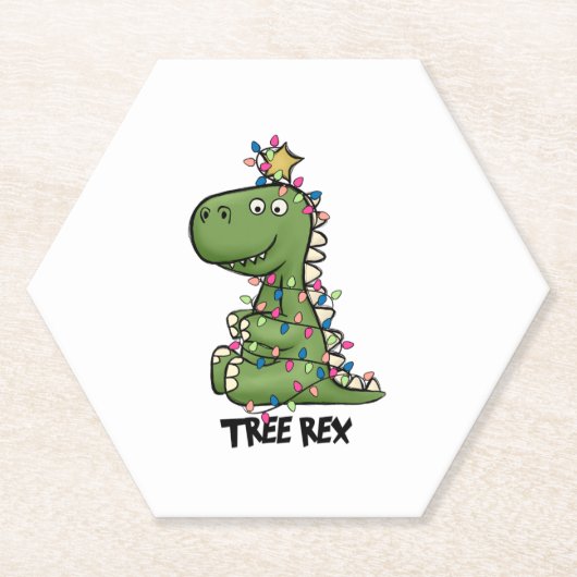 Funny Christmas T Rex. Tree Rex Geschenk Untersetzer (Vorderseite)