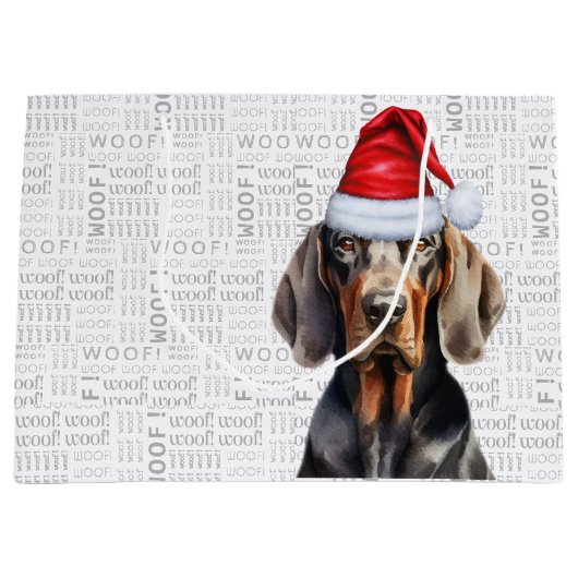 Funny Christmas Tan und Black Coonhound Lover Große Geschenktüte (Vorderseite)