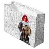 Funny Christmas Tan und Black Coonhound Lover Große Geschenktüte (Vorderseite Schrägansicht)