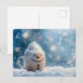 Funny Christmas Tasse als Snowmann Postkarte (Vorne/Hinten)