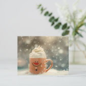 Funny Christmas Tasse als Snowmann Postkarte (Stehend Vorderseite)