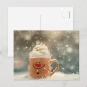 Funny Christmas Tasse als Snowmann Postkarte (Vorne/Hinten)
