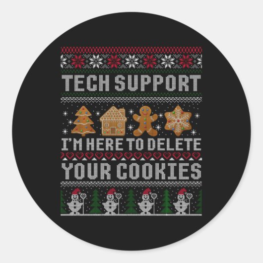 Funny Christmas Tech Suprt Computer T Shirt Runder Aufkleber (Vorderseite)