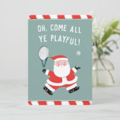 Funny Christmas Tennis Feiertagskarte (Stehend Vorderseite)