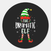 Funny Christmas The Dramatic Elf Family Matching X Runder Aufkleber (Vorderseite)