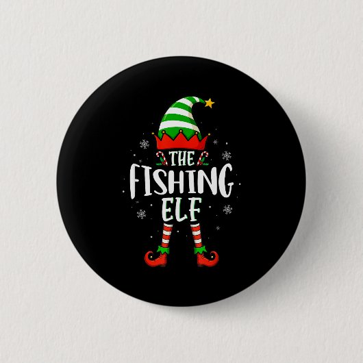 Funny Christmas The Fishing Elf Family Matching Xm Button (Vorderseite)