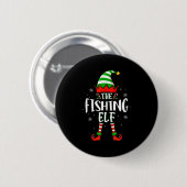 Funny Christmas The Fishing Elf Family Matching Xm Button (Vorne & Hinten)