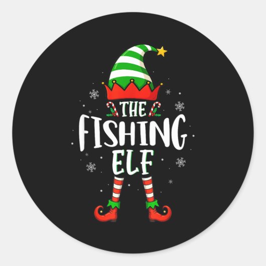 Funny Christmas The Fishing Elf Family Matching Xm Runder Aufkleber (Vorderseite)