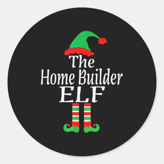 Funny Christmas The Home Builder Elf Developer Arc Runder Aufkleber (Vorderseite)