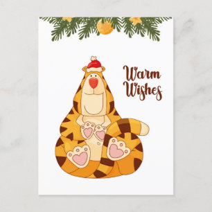 Funny Christmas Tiger Warme Wünsche Feiertagspostkarte