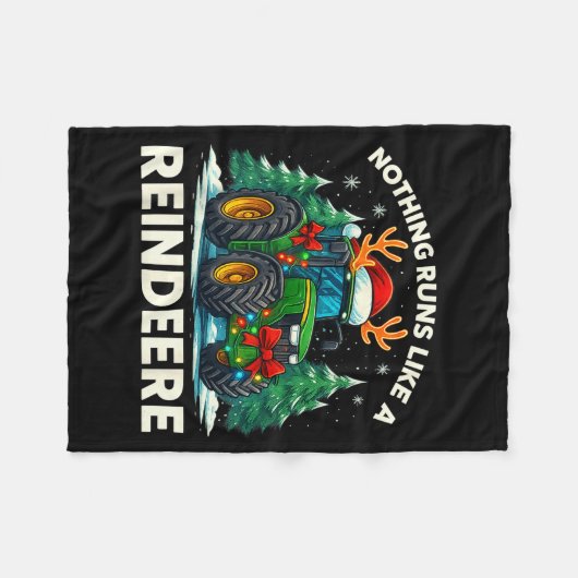 Funny Christmas Tractor Nothing Runs Like A Reinde Fleecedecke (Vorderseite (Horizontal))