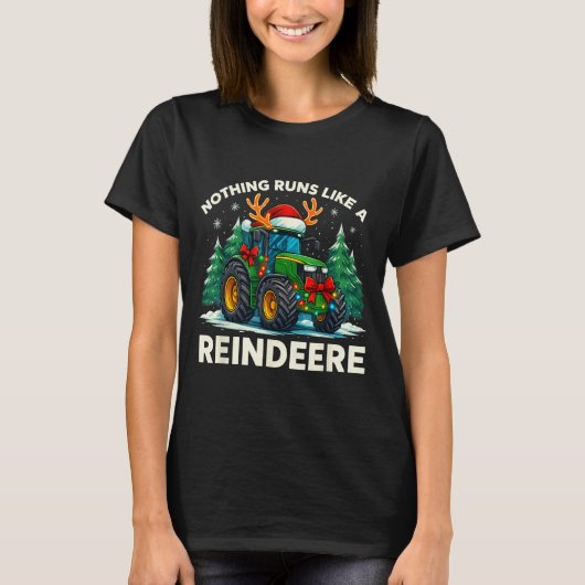 Funny Christmas Tractor Nothing Runs Like A Reinde T-Shirt (Vorderseite)